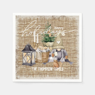Modern festive watercolor farmhouse Christmas Napkin