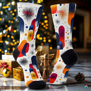 Modern Festive with Starburst Christmas Flair Socks