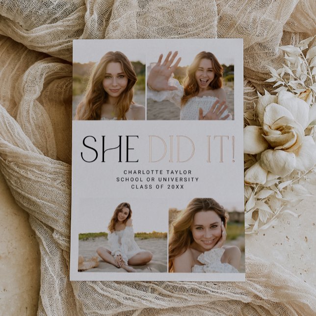 Modern Fete Foil She Did It Photo Graduation (Creator Uploaded)