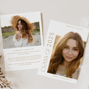 Modern Fete Gold Class of 2025 Photo Graduation Announcement