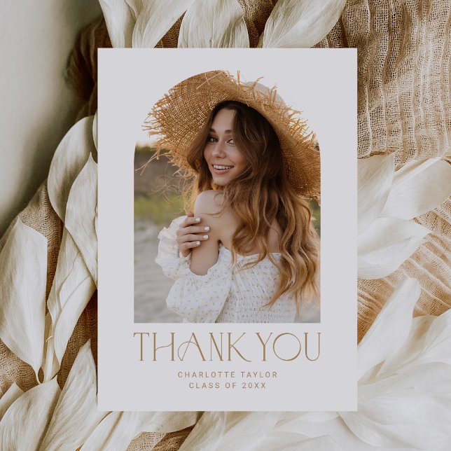 Modern Fete Gold Photo Arch Graduation Thank You Card (Creator Uploaded)