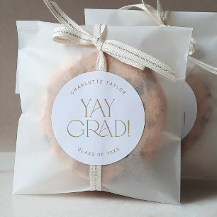 Modern Fete Gold Yay Grad Graduation Sticker