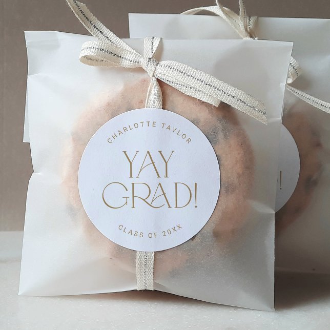 Modern Fete Gold Yay Grad Graduation Sticker (Creator Uploaded)