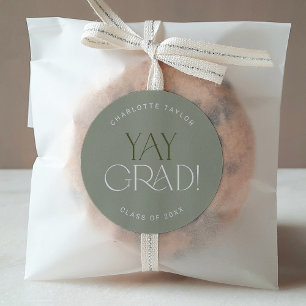 Modern Fete   Green Yay Grad Graduation Sticker