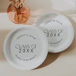 Modern Fete | Minimal Class Year Graduation Paper Plate<br><div class="desc">These modern fete class year graduation paper plates are perfect for a simple grad party. The design features elegant boho typography with a touch of sophisticated style in minimalist black and white.

Personalise your paper plates with the name of the graduate and class year.</div>