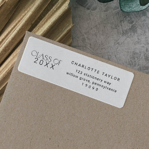 Modern Fete   Minimal Class Year Graduation Return Address Label