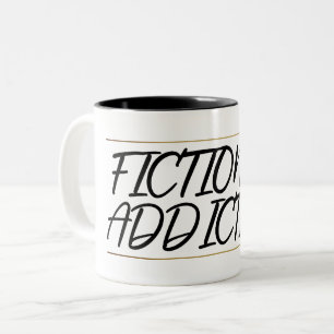 Modern Fiction Addict Black Gold Typography Two-Tone Coffee Mug