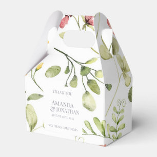 Modern Field Flowers Calligraphy Wedding Thank You Favour Box