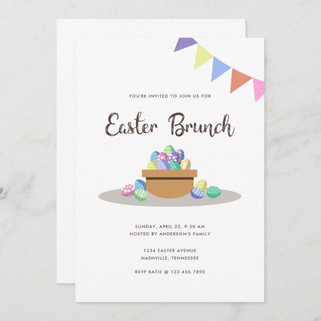 Modern Fiesta Easter Eggs Invitation (Front/Back)