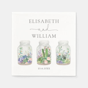 Modern Fiesta Succulent Terrarium Wedding Favors Napkin