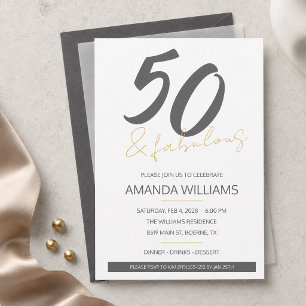 Modern Fifty and Fabulous 50th Birthday Invitation