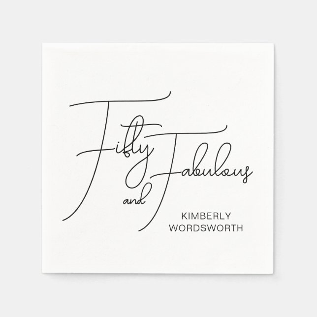 Modern Fifty and Fabulous 50th Birthday Party Napkin (Front)