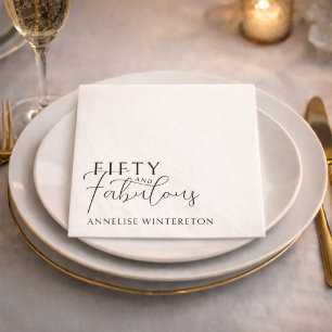 Modern Fifty and Fabulous 50th Birthday Party Napkin