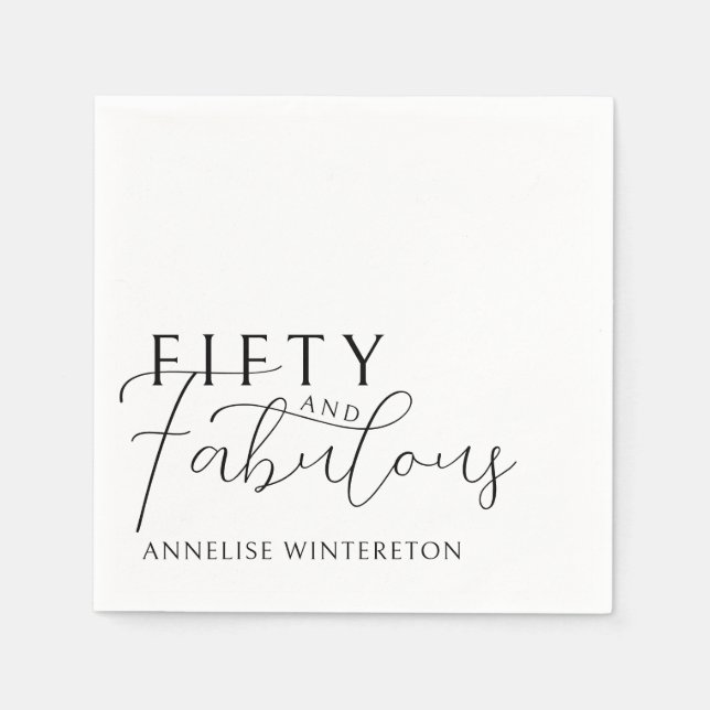Modern Fifty and Fabulous 50th Birthday Party Napkin (Front)