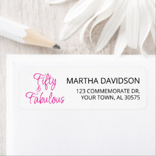 Modern Fifty and Fabulous 50th Birthday Party Return Address Label