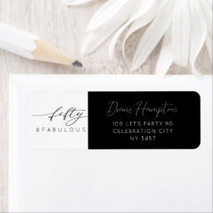 Modern Fifty and Fabulous 50th Birthday Party Return Address Label
