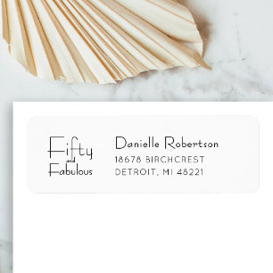 Modern Fifty and Fabulous 50th Birthday Party Return Address Label