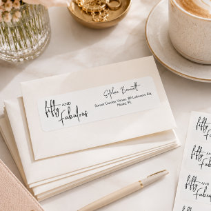 Modern Fifty and Fabulous 50th Birthday Party Return Address Label