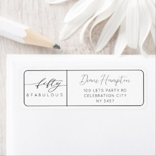 Modern Fifty and Fabulous 50th Birthday Party Return Address Label