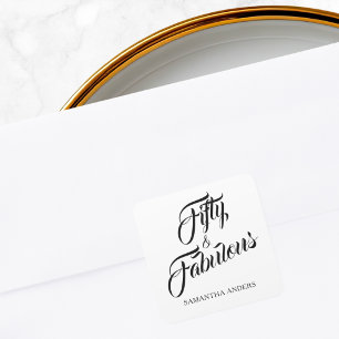 Modern Fifty and Fabulous 50th Birthday Party Square Sticker