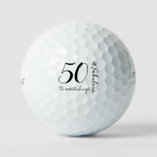 Modern Fifty and Fabulous Bold 50th Birthday Party Golf Balls