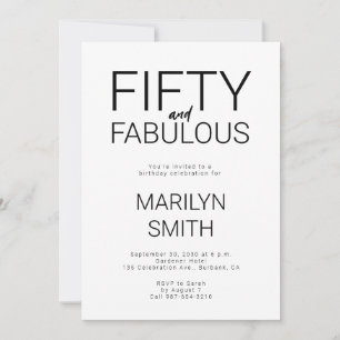 Modern Fifty and Fabulous Bold 50th Birthday Party Invitation