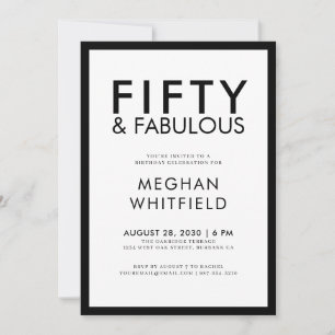 Modern Fifty and Fabulous Bold 50th Birthday Party Invitation