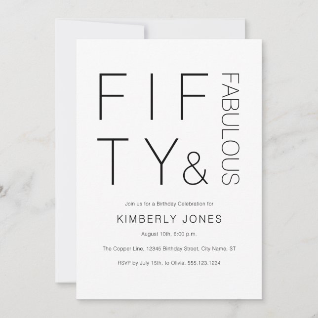Modern Fifty And Fabulous Bold 50th Birthday Party Invitation (Front)
