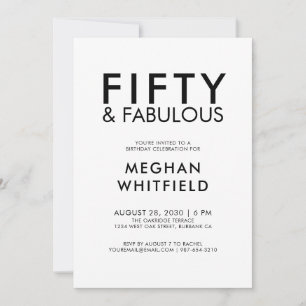 Modern Fifty and Fabulous Bold 50th Birthday Party Invitation