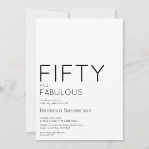 Modern Fifty and Fabulous Bold 50th Birthday Party Invitation