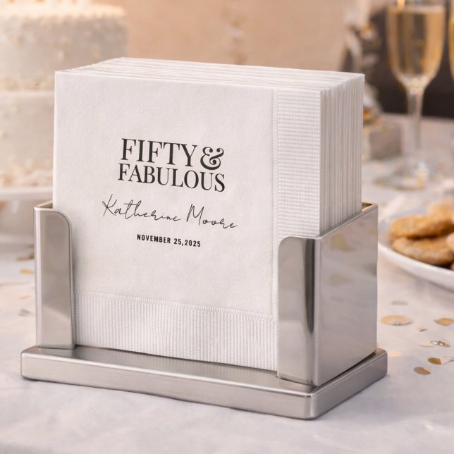 Modern Fifty and Fabulous Bold 50th Birthday Party Napkin (Creator Uploaded)