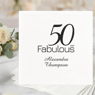Modern Fifty and Fabulous Bold 50th Birthday Party Napkin
