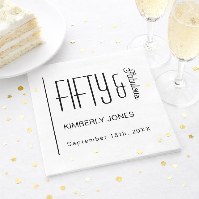 Modern Fifty and Fabulous Bold 50th Birthday Party Napkin (Creator Uploaded)
