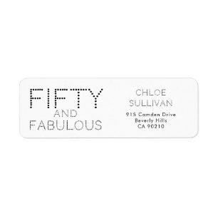 Modern Fifty and Fabulous Bold 50th Birthday Party Return Address Label