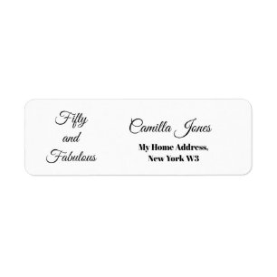 Modern Fifty and Fabulous Bold 50th Birthday Party Return Address Label