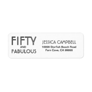 Modern Fifty and Fabulous Bold 50th Birthday Party Return Address Label