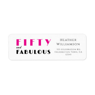 Modern Fifty and Fabulous Bold 50th Birthday Party Return Address Label