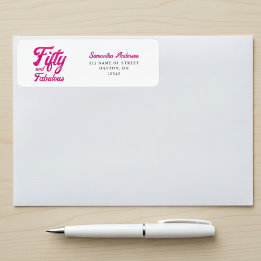 Modern Fifty and Fabulous Bold 50th Birthday Party Return Address Label