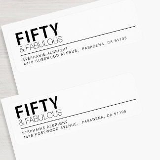 Modern Fifty and Fabulous Bold 50th Birthday Party Return Address Label