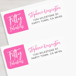 Modern Fifty and Fabulous Bold 50th Birthday Party Return Address Label