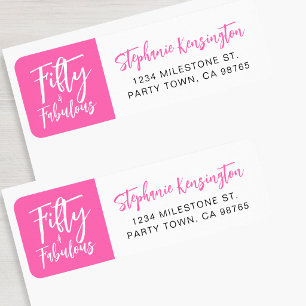 Modern Fifty and Fabulous Bold 50th Birthday Party Return Address Label