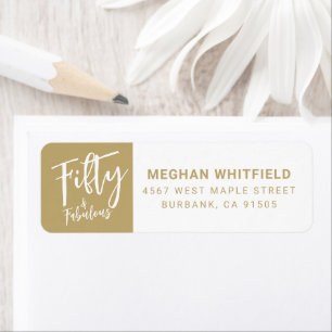 Modern Fifty and Fabulous Bold 50th Birthday Party Return Address Label