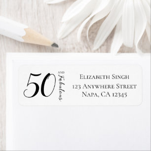 Modern Fifty and Fabulous Bold 50th Birthday Party Return Address Label