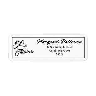 Modern Fifty and Fabulous Bold 50th Birthday Party Return Address Label