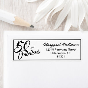 Modern Fifty and Fabulous Bold 50th Birthday Party Return Address Label