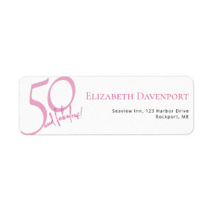 Modern Fifty and Fabulous Bold 50th Birthday Party Return Address Label