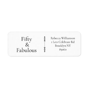 Modern Fifty and Fabulous Bold 50th Birthday Party Return Address Label