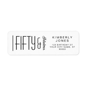 Modern Fifty and Fabulous Bold 50th Birthday Party Return Address Label