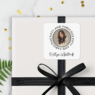 Modern Fifty and Fabulous Bold 50th Birthday Party Square Sticker