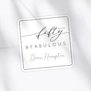 Modern Fifty and Fabulous Bold 50th Birthday Square Sticker